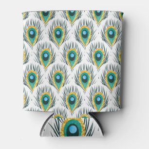 Enfriador De Latas Plumas de pavo real: fondo vintage sin costuras.
