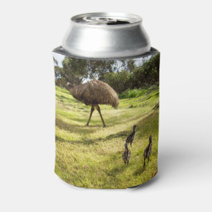 Enfriador De Latas "Plumas y pasos: Padre Emu con chichas