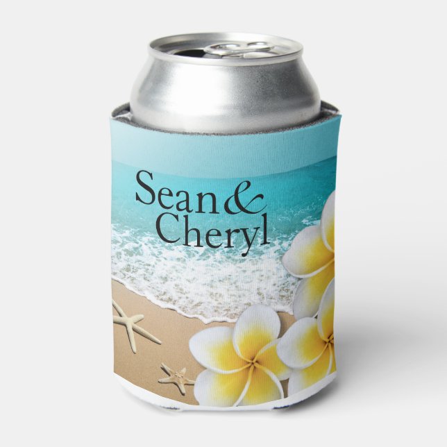 Enfriador De Latas Plumeria Beach Refrigerador de bebidas (Lata Anverso)