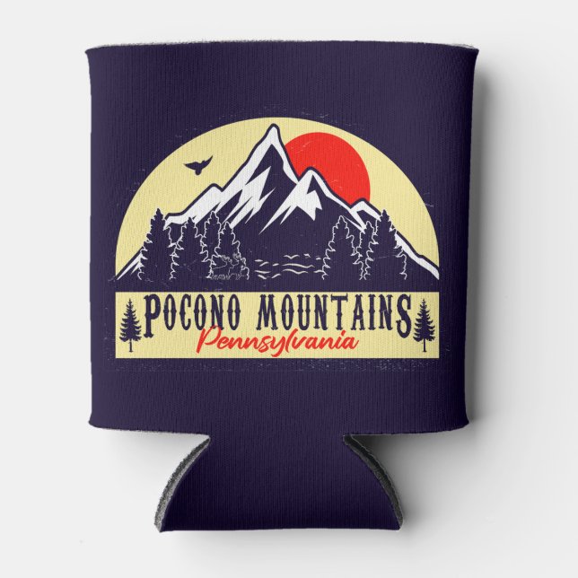 Enfriador De Latas Poconos Pennsylvania PA Mountain Gift Retro (Anverso)
