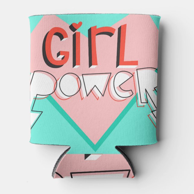 Enfriador De Latas Poder chica: Lema gráfico lindo (Anverso)