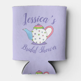 Enfriador De Latas Polka Dot Teapot Tarde Tea Bridal Baby Shower