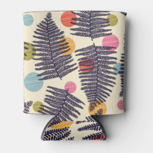 Enfriador De Latas Polka floral tropical: diseño vintage exótico