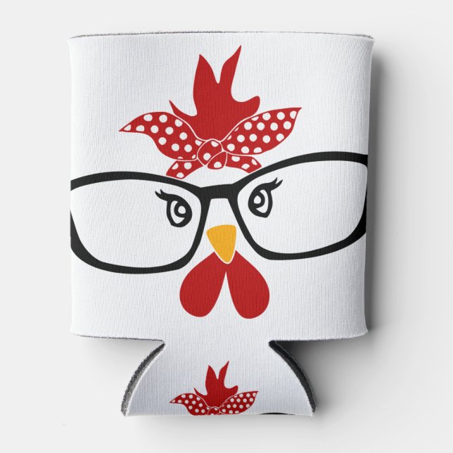 Enfriador De Latas Pollo con gafas Cara (Anverso)