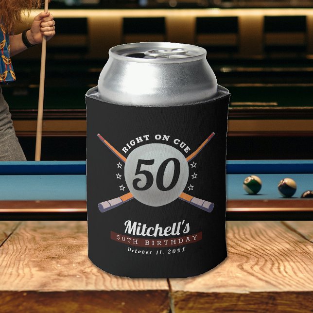 Enfriador De Latas Pool Billiards 50ª fiesta de cumpleaños Black (Pool Billiards 50th Birthday Party Black Can Cooler
)