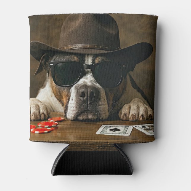 Enfriador De Latas Póquer Black Jack Western Pitbull Lindo (Anverso)
