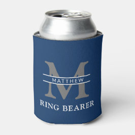 Enfriador De Latas portador de anillo de nombre y inicial de monogram