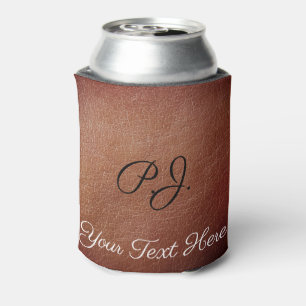 Enfriador De Latas Portavasos corto con aspecto de cuero personalizad