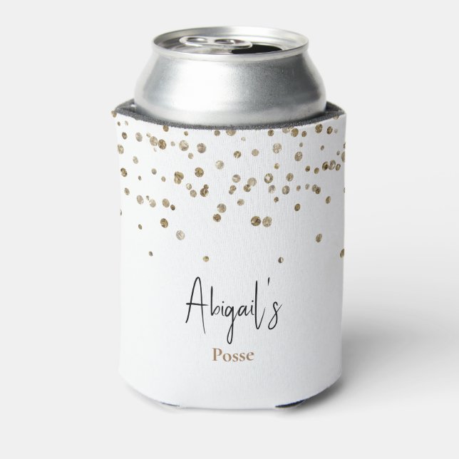 Enfriador De Latas Posse Bachelorette Party Glam Personalizado (Reverso de la lata)