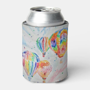 Enfriador De Latas Poster de arte de pintura de acuarela en globo aer