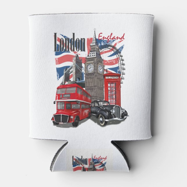 Enfriador De Latas Poster de Viajes de la Vintage de Londres (Anverso)