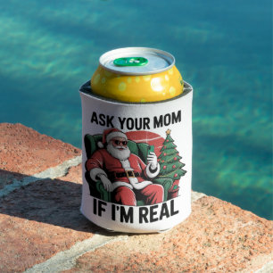 Enfriador De Latas Pregúntale a tu mamá Divertido Santa Snarky Retro