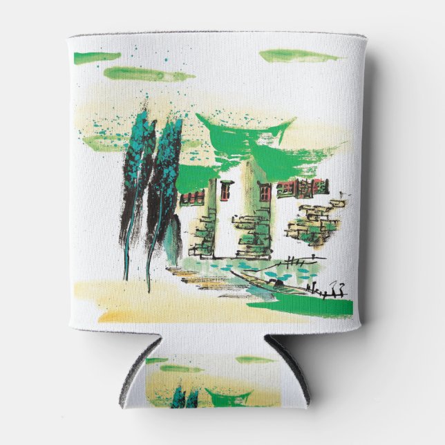 Enfriador De Latas Premium de pintura de la naturaleza (Anverso)
