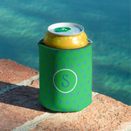 Enfriador De Latas Preppy Blue Pickleball Green Inicial