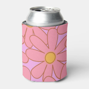 Enfriador De Latas Preppy Hippie Pink Purple Flower Pattern