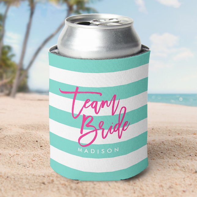 Enfriador De Latas Preppy Turquesa y Rayas Blancas Equipo Británico (Subido por el creador)