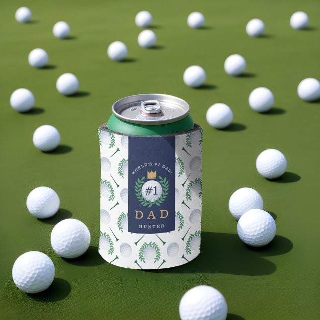 Enfriador De Latas Prestigiosa Real Pelota de Golf del Mundo #1 Dad (World's #1 Dad Prestigious Royal Crown Golf Ball Can Cooler)