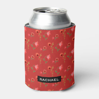Enfriador De Latas Pretty Red Poppies Pattern Personalised