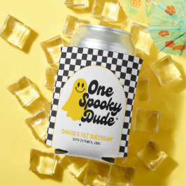 Enfriador De Latas Primer cumpleaños de Groovy Halloween, un tipo fan