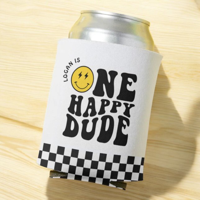 Enfriador De Latas Primer cumpleaños de un chico feliz sonriendo cara (Subido por el creador)