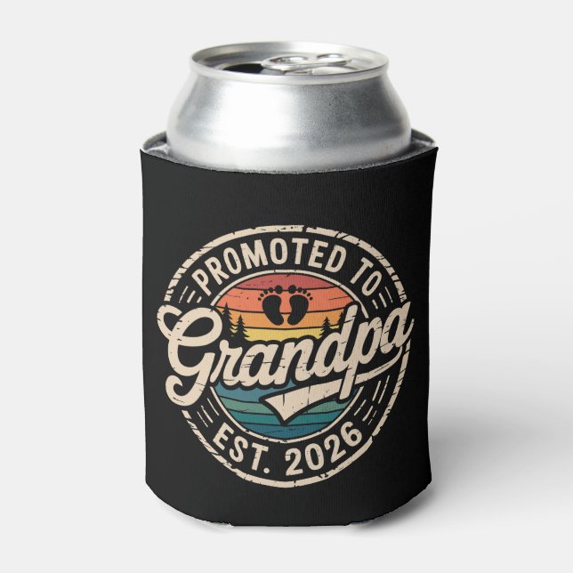 Enfriador De Latas Promoted To Grandpa Est 2026 Pregnancy Retro (Lata Anverso)