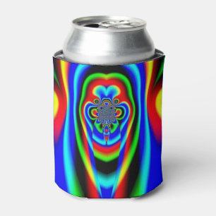 Enfriador De Latas Psicodelia Fractal Rainbow Face Hippy Trippy