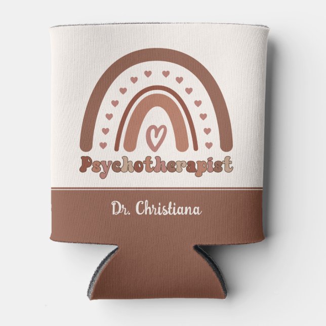 Enfriador De Latas Psicoterapeuta Boho Rainbow personalizado (Anverso)