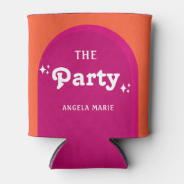 Enfriador De Latas Puesta de sol naranja y rosa retro la fiesta