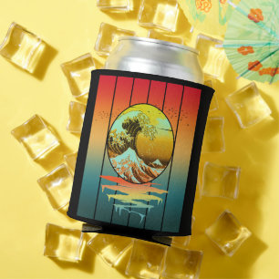 Enfriador De Latas Puesta de sol vintage ola japonesa de Kanagawa océ