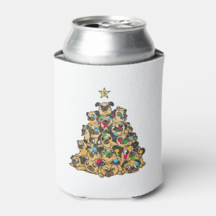 Enfriador De Latas Pug Christmas Tree Merry Dogmas Cute