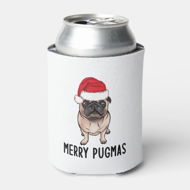 Enfriador De Latas Pug Merry Christmas Pug Merry Pugmas (Lata Anverso)