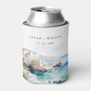 Enfriador De Latas Puglia, Italia Paisaje Acuarela Boda