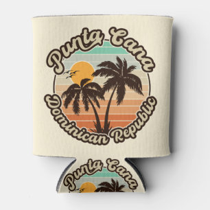 Enfriador De Latas Punta Cana Dominicana Palm Tree Retro Sunset 80
