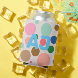 Enfriador De Latas Punto de polka monograma moderno