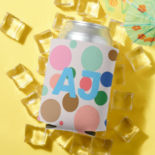 Enfriador De Latas Punto de polka monograma moderno
