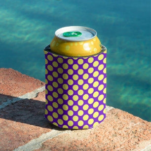 Enfriador De Latas Puntos de Polka Amarillo con fondo morado STaylor