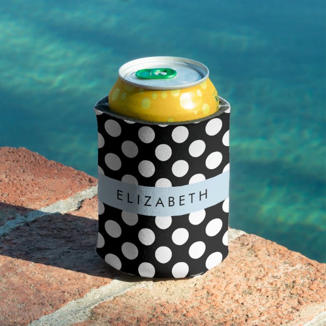 Enfriador De Latas Puntos de Polka blancos y negros, punteados, tu no (Piscina in situ)