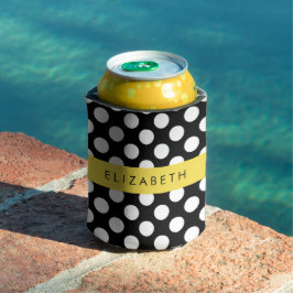 Enfriador De Latas Puntos de Polka blancos y negros, punteados, tu no