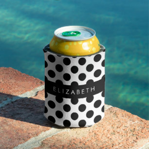 Enfriador De Latas Puntos de Polka blancos y negros, punteados, tu no