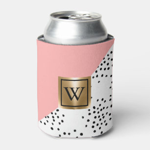 Enfriador De Latas Puntos geométricos y de polca rosados