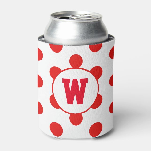 Enfriador De Latas Puntos rojos monogramas iniciales personalizados P (Lata Anverso)