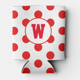 Enfriador De Latas Puntos rojos monogramas iniciales personalizados P