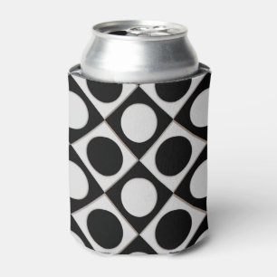 Enfriador De Latas Puntos y cuadrados / blanco negro + tus ideas