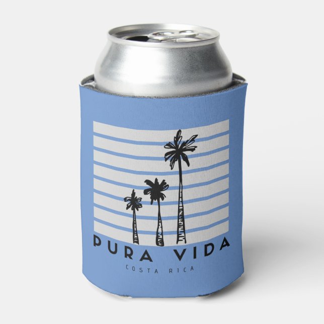 Enfriador De Latas Pura Vida Costa Rica Palm Tree Blue Beer (Lata Anverso)