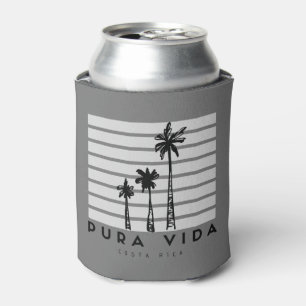 Enfriador De Latas Pura Vida Costa Rica Palm Tree Gray Beer