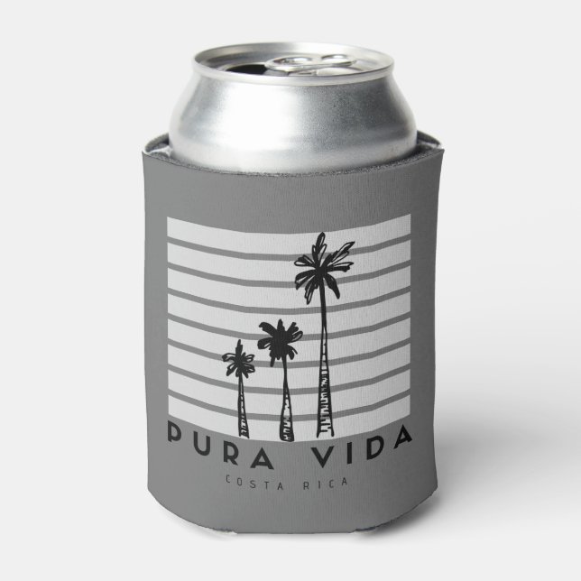 Enfriador De Latas Pura Vida Costa Rica Palm Tree Gray Beer (Lata Anverso)