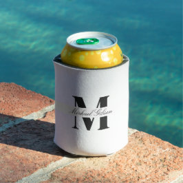 Enfriador De Latas Pure White | Custom Monogram Wedding Groomsmen