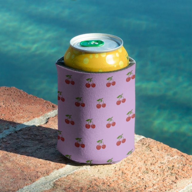 Enfriador De Latas Purple Cherry Pattern Fresh Fruit Modern Party (Piscina in situ)