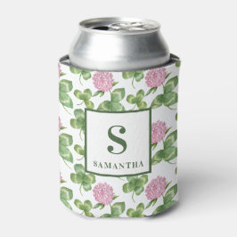Enfriador De Latas Purple Clover | Monograma del Día de San Patricio