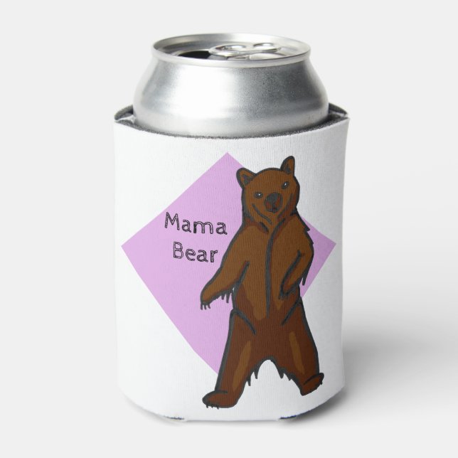 Enfriador De Latas Purple Cute Woodland Animal Mama Bear (Lata Anverso)